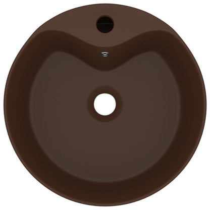Luxury Wash Basin with Overflow Matt Dark Brown 36x13 cm Ceramic