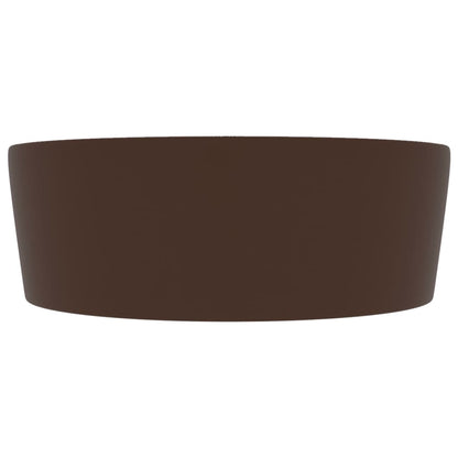 Luxury Wash Basin with Overflow Matt Dark Brown 36x13 cm Ceramic