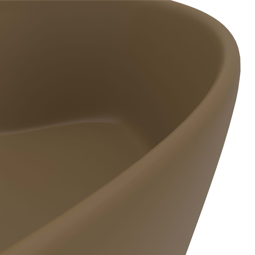 Luxury Wash Basin with Overflow Matt Cream 36x13 cm Ceramic