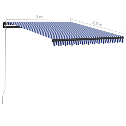 Manual Retractable Awning 300x250 cm Blue and White