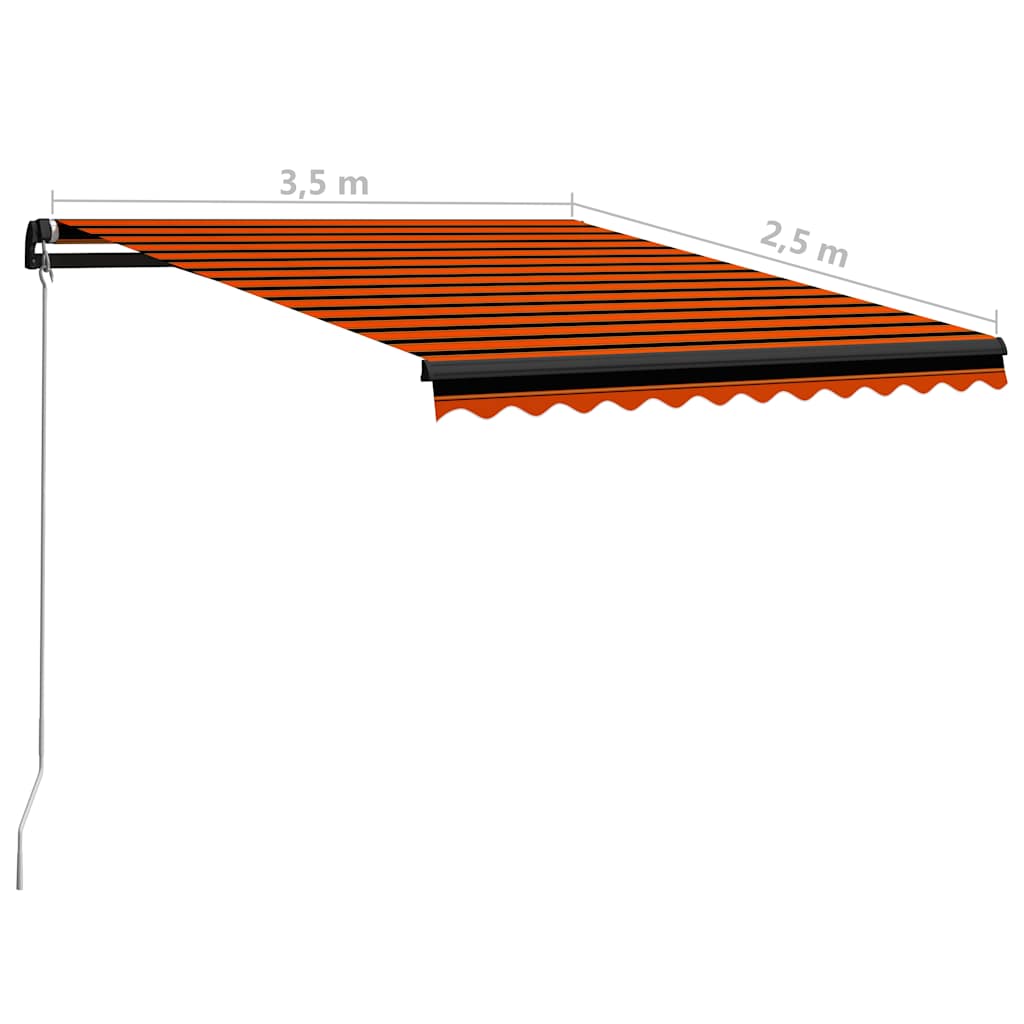 Manual Retractable Awning 350x250 cm Orange and Brown