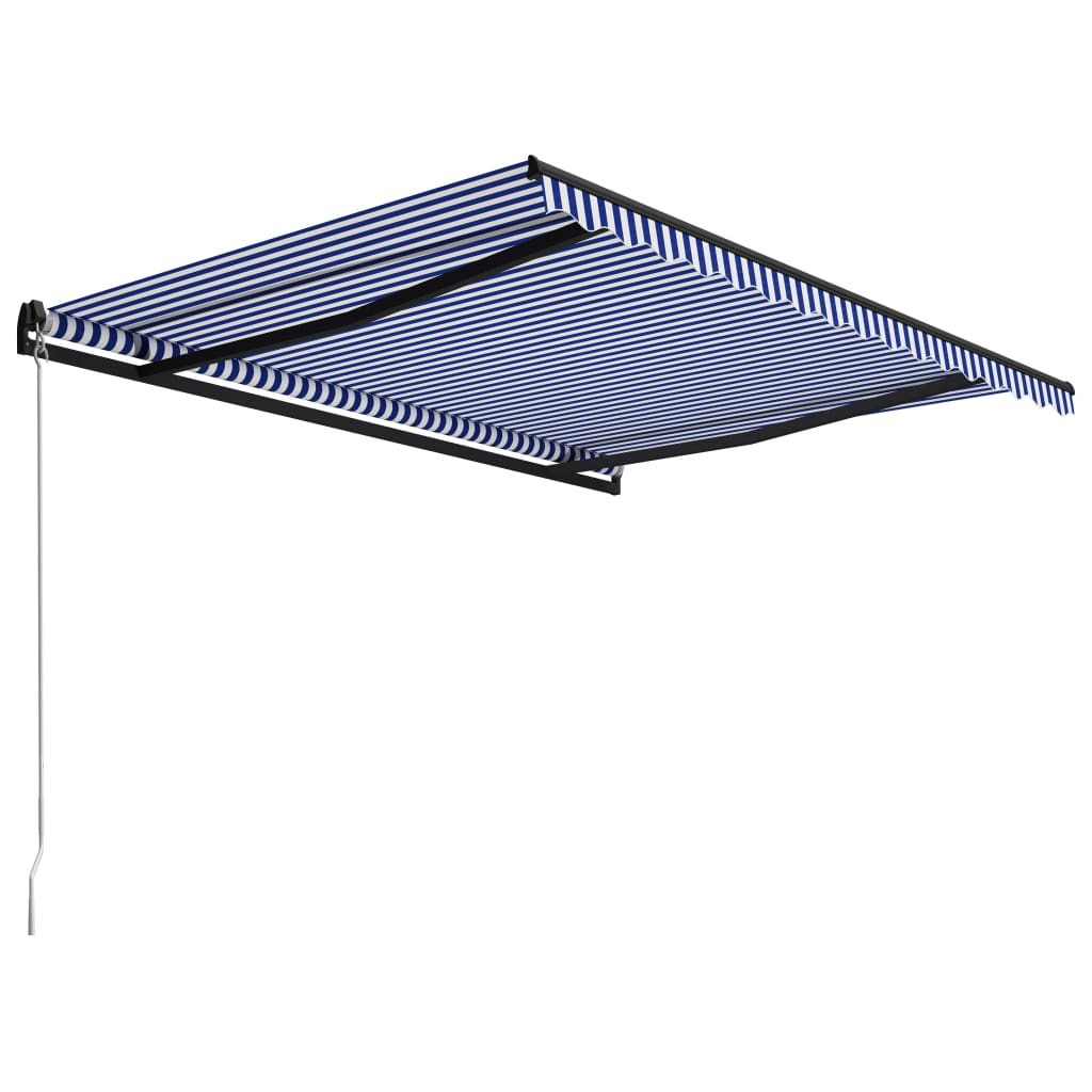 Manual Retractable Awning 450x300 cm Blue and White