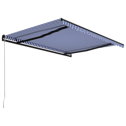 Manual Retractable Awning 450x300 cm Blue and White