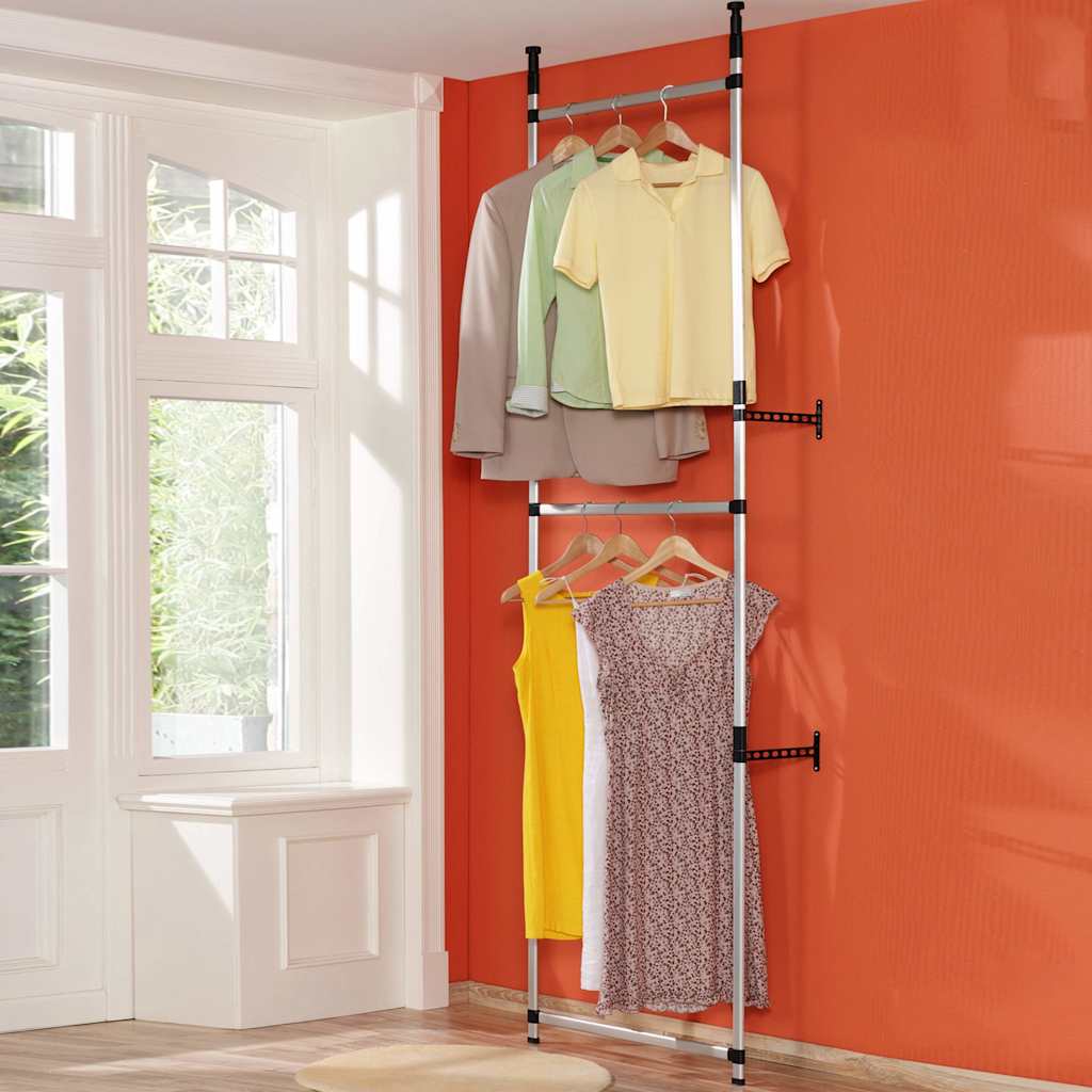 Telescopic Wardrobe System with Rods Aluminium