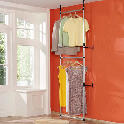 Telescopic Wardrobe System with Rods Aluminium
