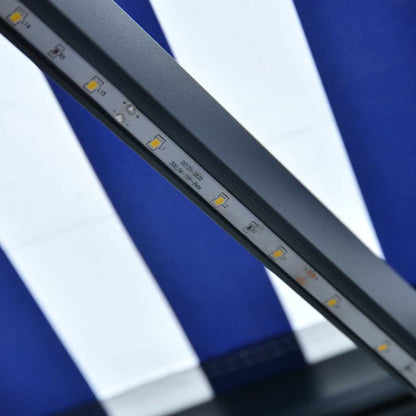 Manual Retractable Awning with LED 300x250 cm Blue and White