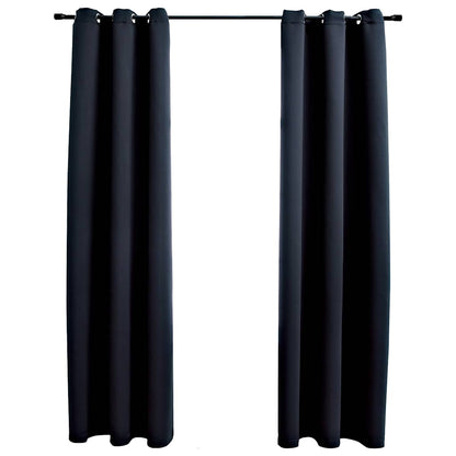 Blackout Curtains with Rings 2 pcs Black 97x213 cm Fabric