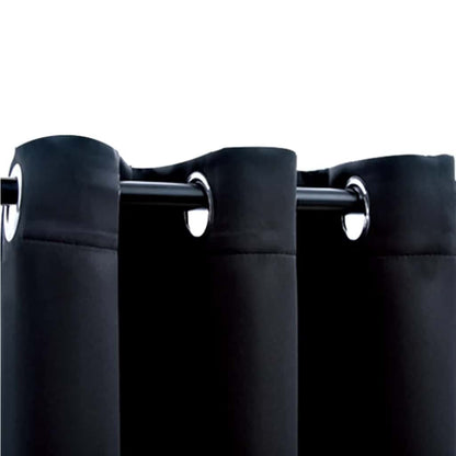 Blackout Curtains with Rings 2 pcs Black 97x213 cm Fabric