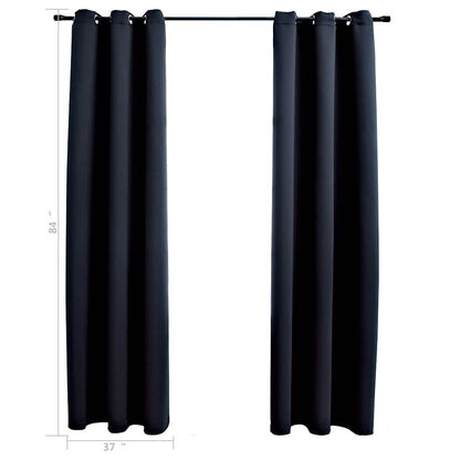 Blackout Curtains with Rings 2 pcs Black 97x213 cm Fabric