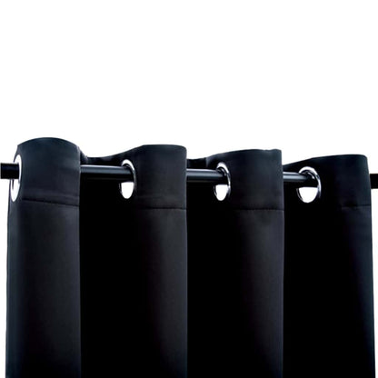 Blackout Curtains with Rings 2 pcs Black 137x213 cm Fabric