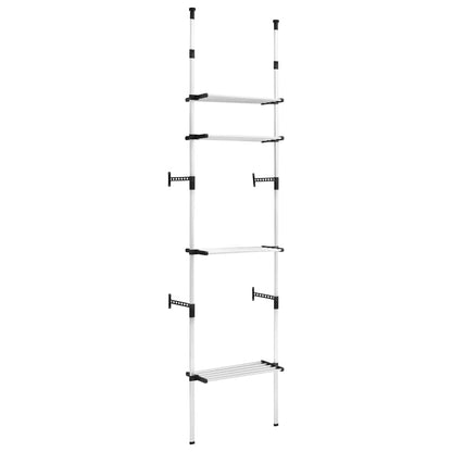 Telescopic Wardrobe System with Shelves Aluminium