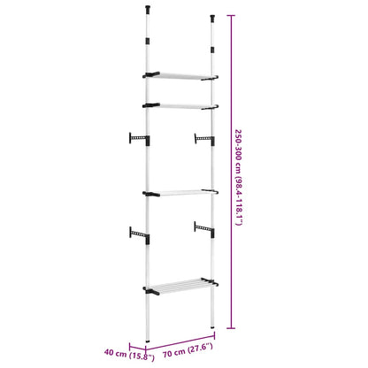 Telescopic Wardrobe System with Shelves Aluminium