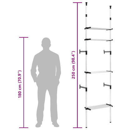 Telescopic Wardrobe System with Shelves Aluminium