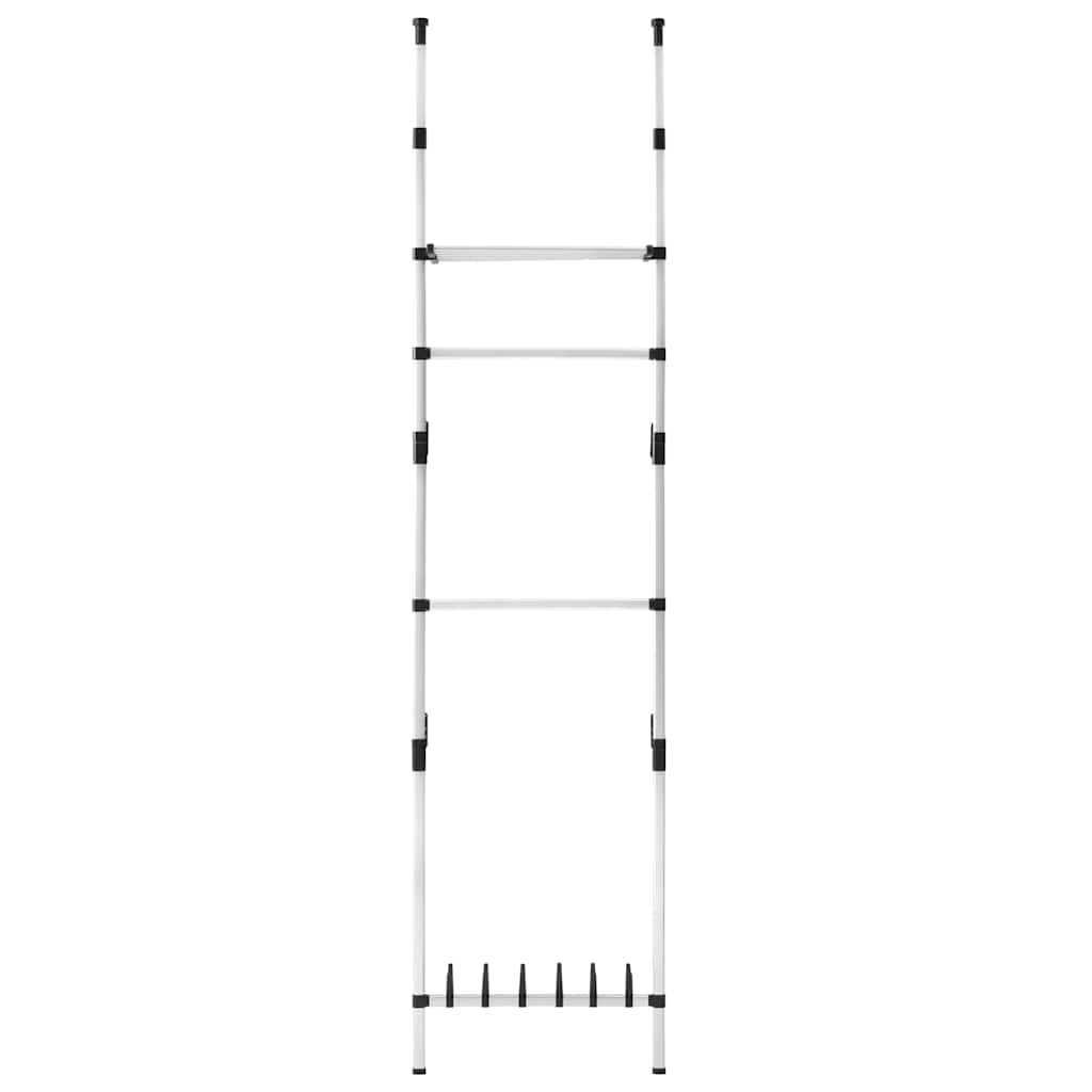 Telescopic Wardrobe System with Rods and Shelf Aluminium
