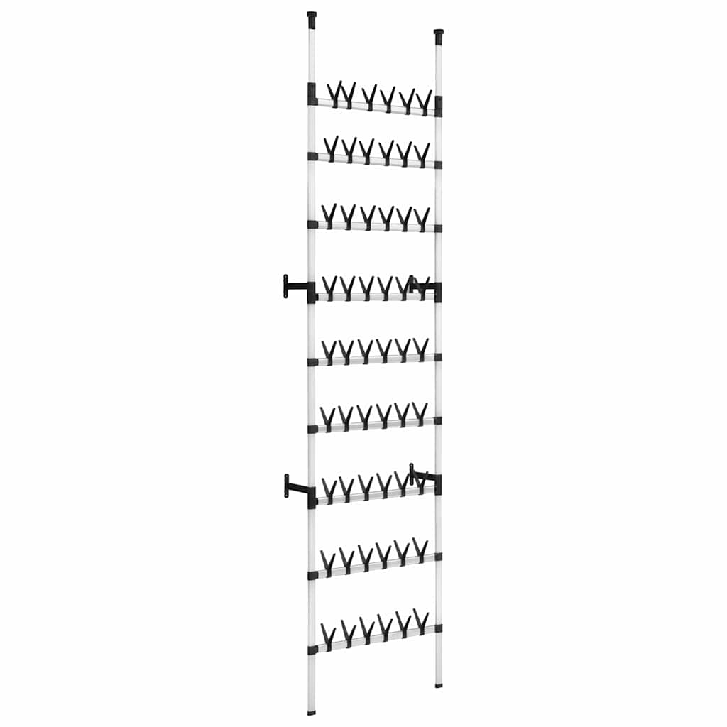 321108 vidaXL Telescopic Shoe Rack with Rods Aluminium