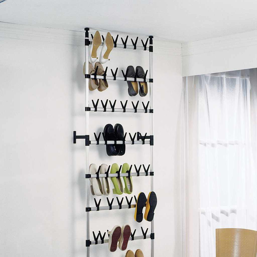 321108 vidaXL Telescopic Shoe Rack with Rods Aluminium