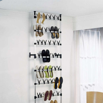 321108 vidaXL Telescopic Shoe Rack with Rods Aluminium