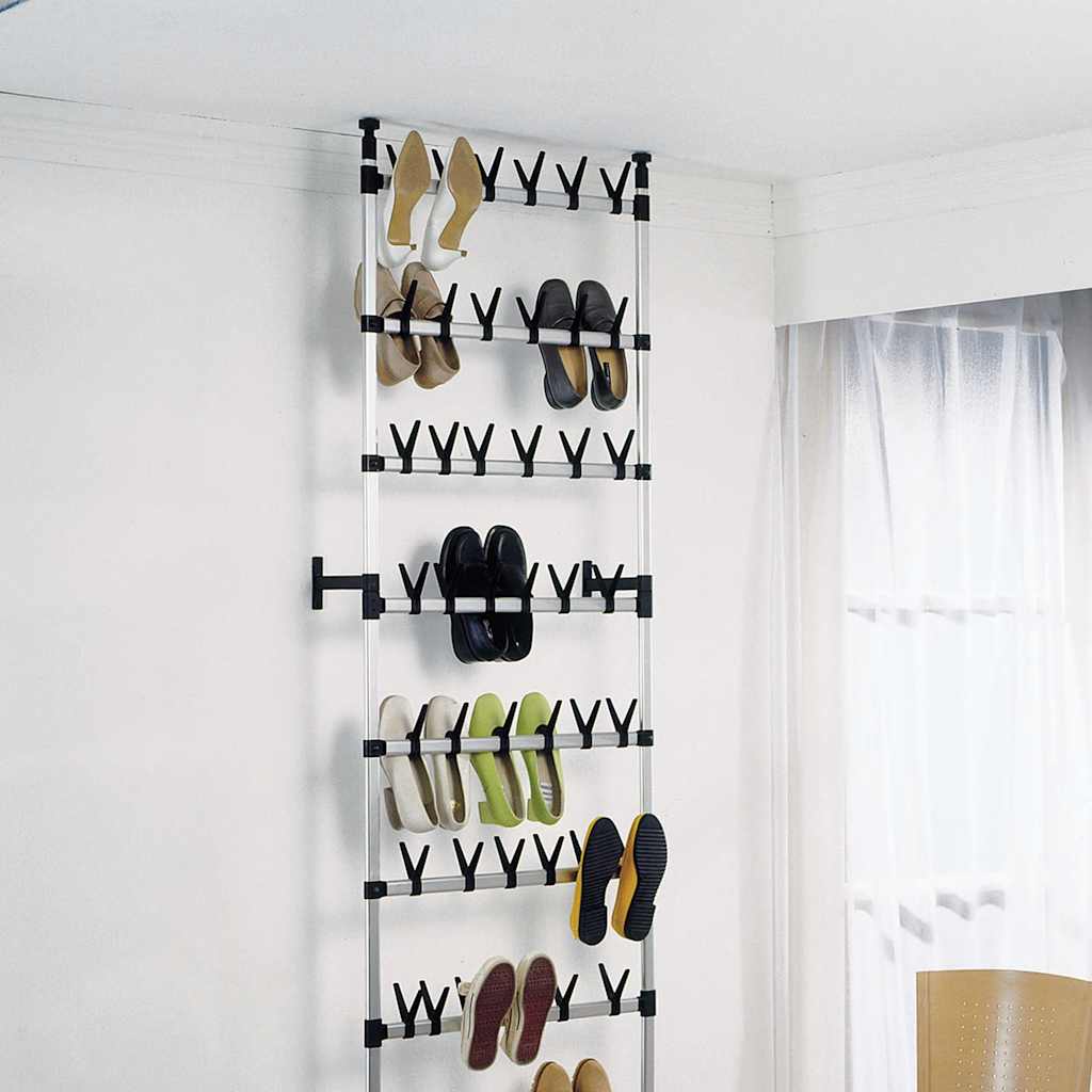 Telescopic Shoe Rack with Rods Aluminium