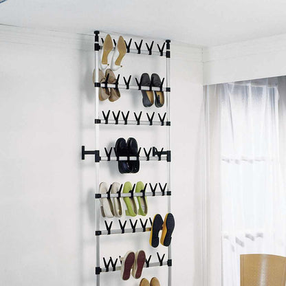 Telescopic Shoe Rack with Rods Aluminium