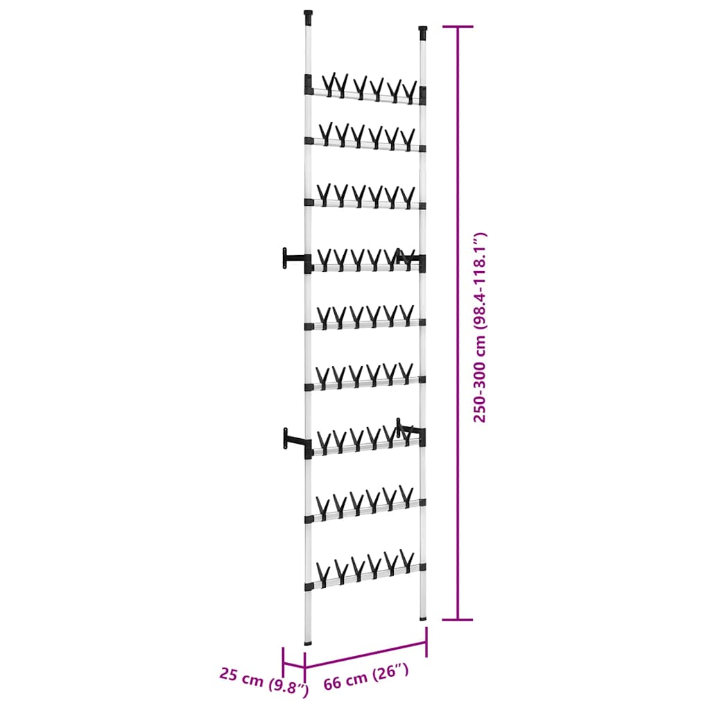 Telescopic Shoe Rack with Rods Aluminium