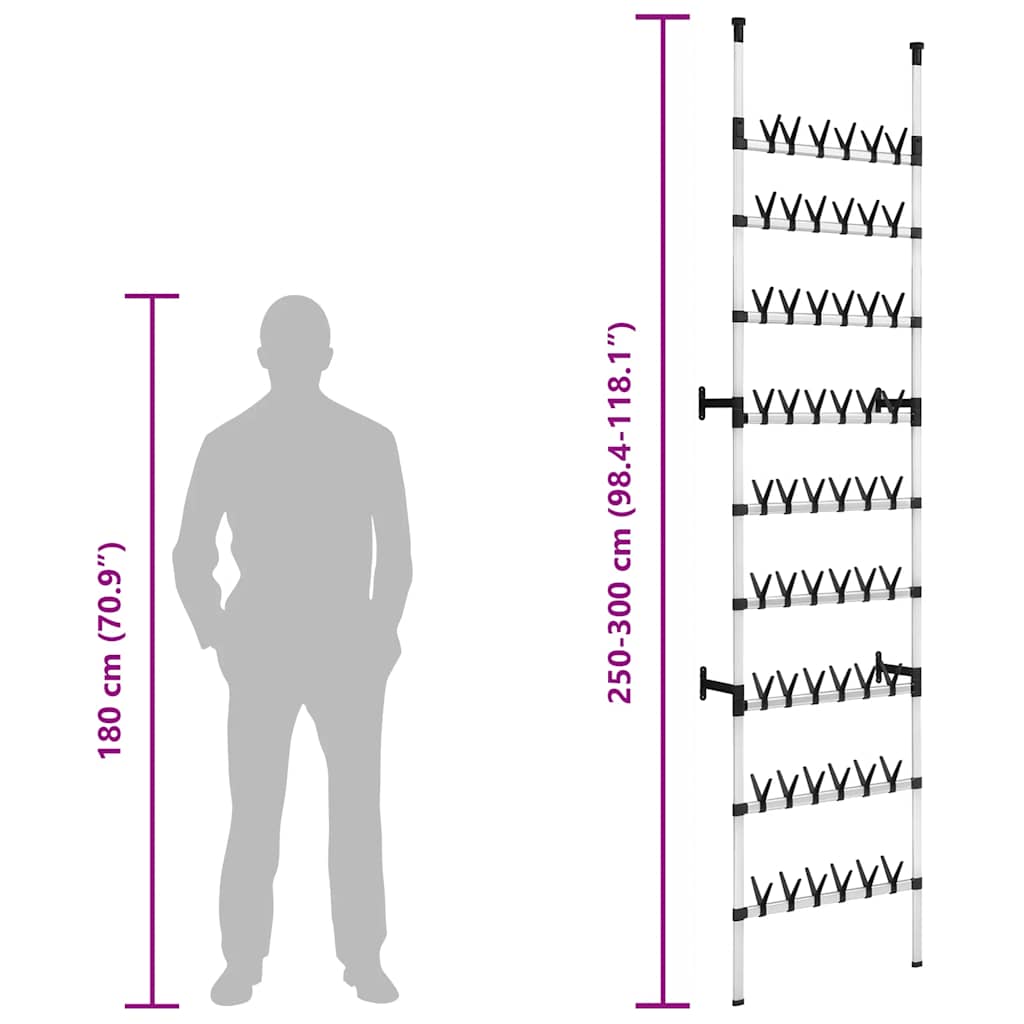 Telescopic Shoe Rack with Rods Aluminium