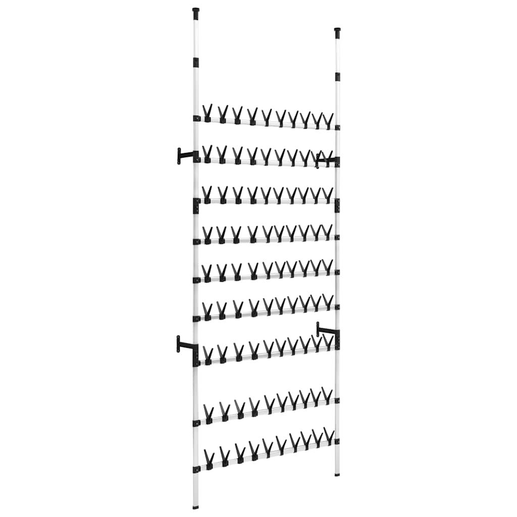 Telescopic Shoe Rack with Rods Aluminium