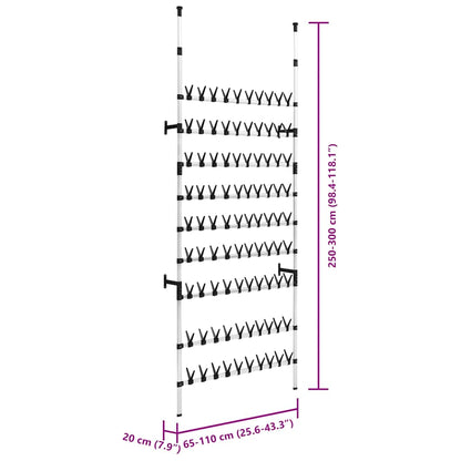 Telescopic Shoe Rack with Rods Aluminium