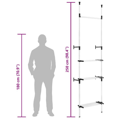 Telescopic Wardrobe System with Rods and Shelf Aluminium