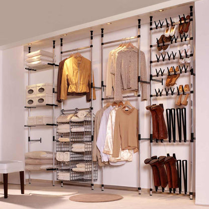 321114 vidaXL Telescopic Wardrobe System with Rods and Shelf Aluminium