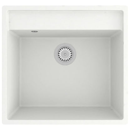 Kitchen Sink with Overflow Hole White Granite