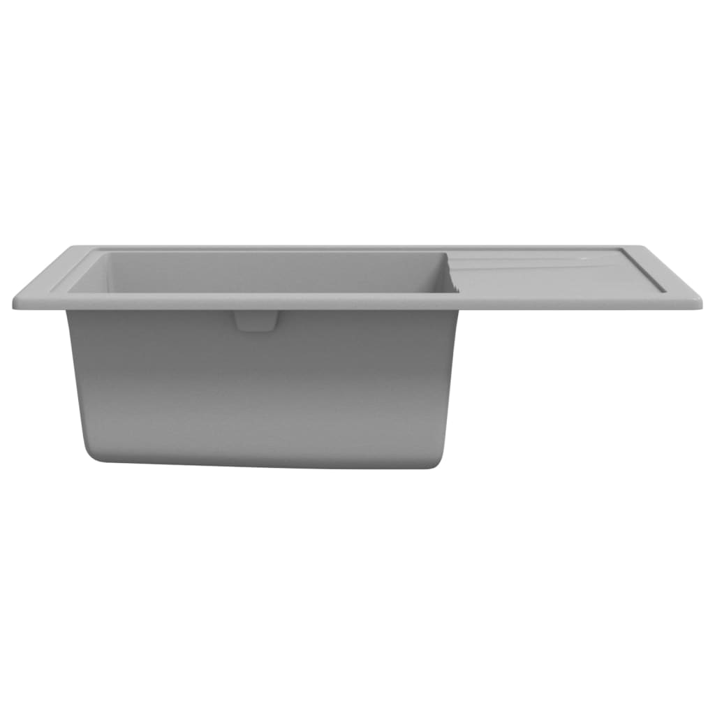 Kitchen Sink with Overflow Hole Oval Grey Granite
