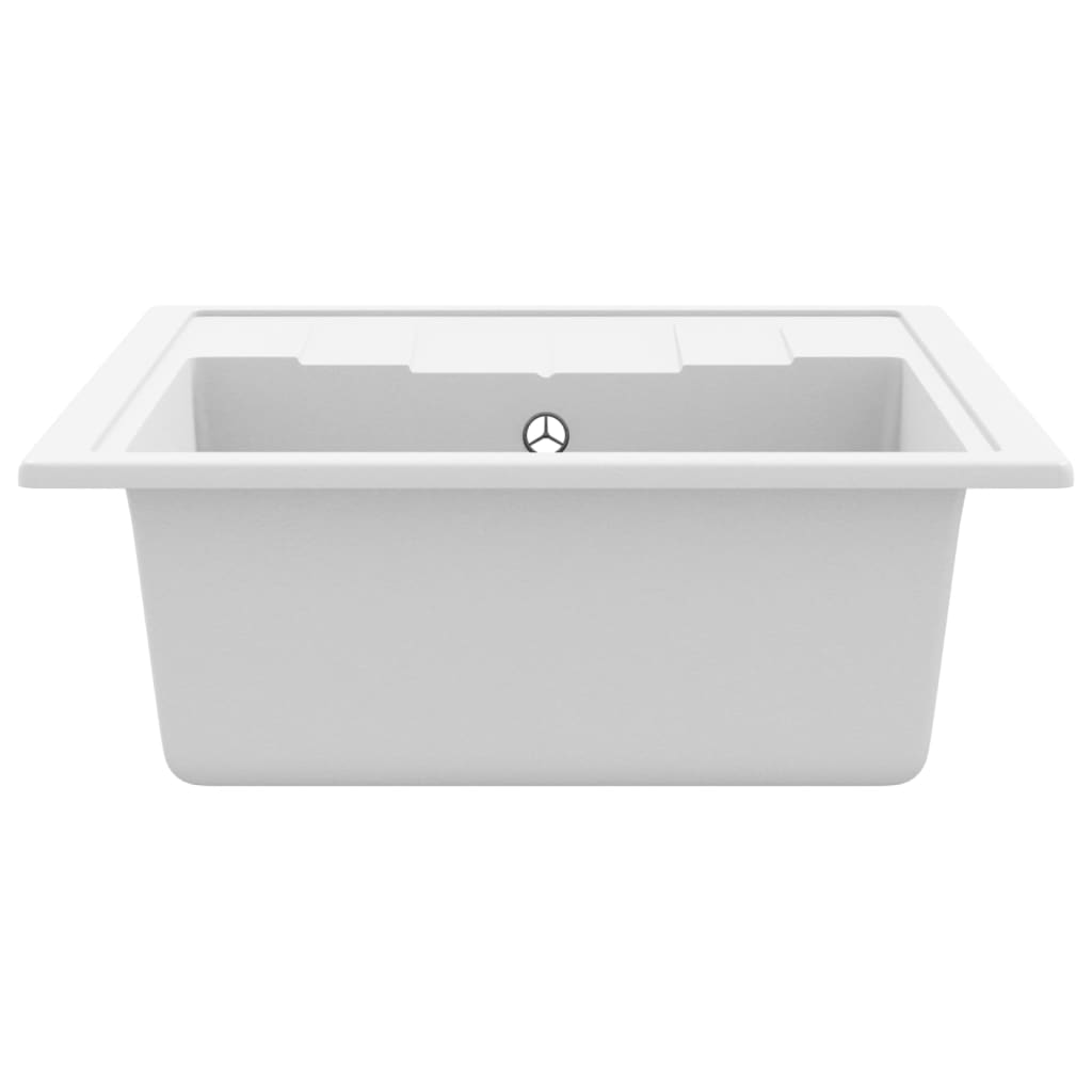 Kitchen Sink with Overflow Hole Oval White Granite
