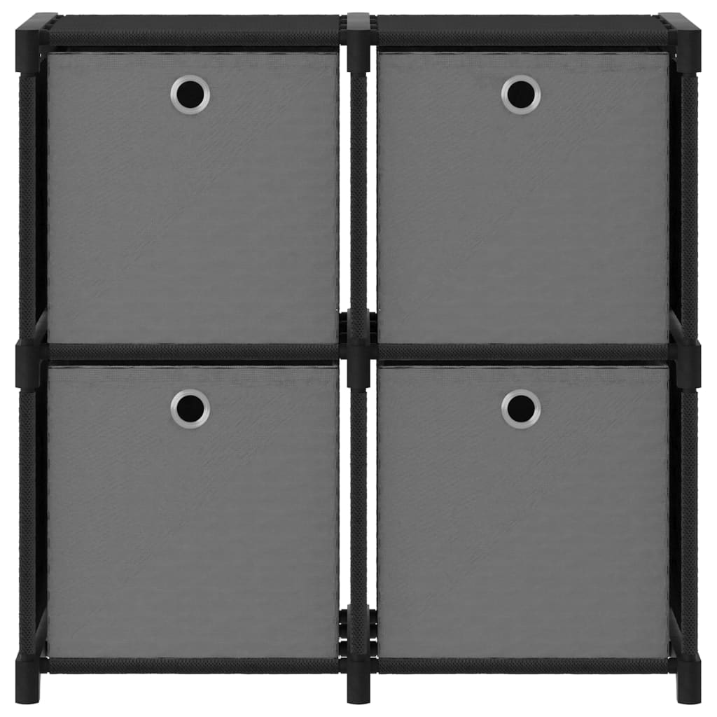 4-Cube Display Shelf with Boxes Black 69x30x72.5 cm Fabric