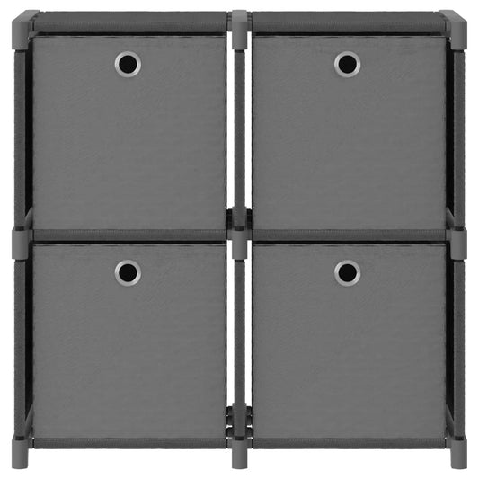 4-Cube Display Shelf with Boxes Grey 69x30x72.5 cm Fabric