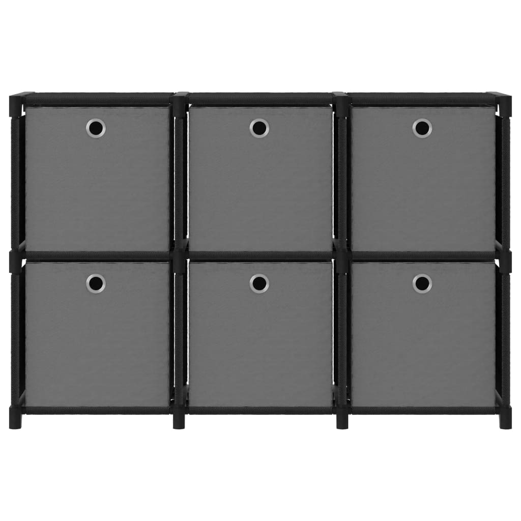 6-Cube Display Shelf with Boxes Black 103x30x72.5 cm Fabric