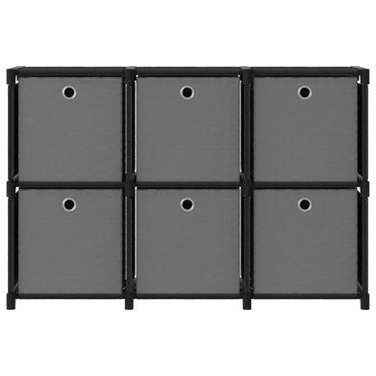 6-Cube Display Shelf with Boxes Black 103x30x72.5 cm Fabric