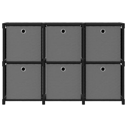 6-Cube Display Shelf with Boxes Black 103x30x72.5 cm Fabric