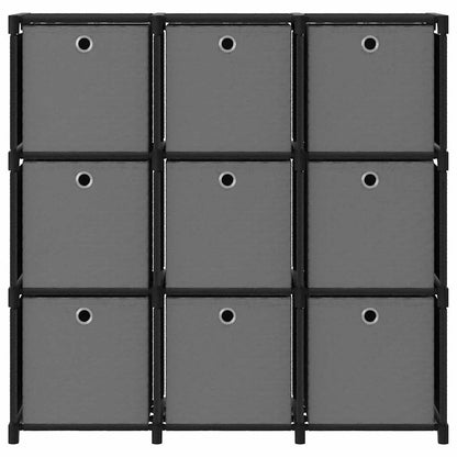322611 vidaXL 9-Cube Display Shelf with Boxes Black 103x30x107,5 cm Fabric