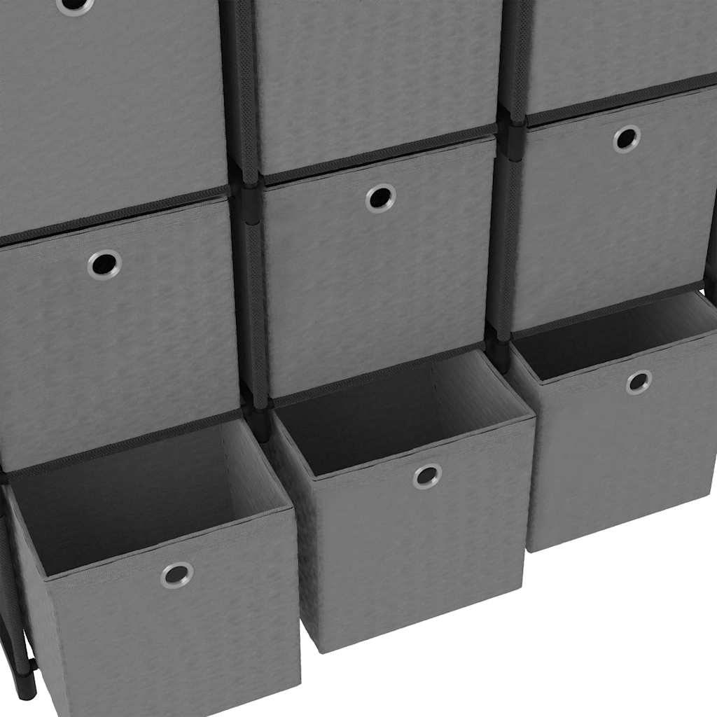 322611 vidaXL 9-Cube Display Shelf with Boxes Black 103x30x107,5 cm Fabric