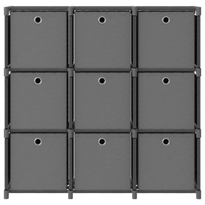 9-Cube Display Shelf with Boxes Grey 103x30x107.5 cm Fabric