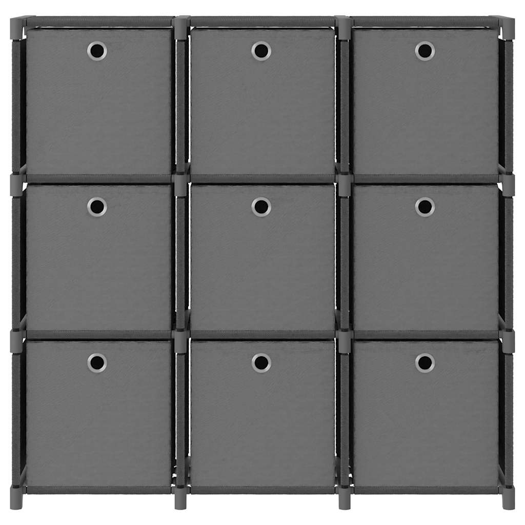 322613 vidaXL 9-Cube Display Shelf with Boxes Grey 103x30x107,5 cm Fabric