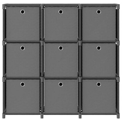 322613 vidaXL 9-Cube Display Shelf with Boxes Grey 103x30x107,5 cm Fabric