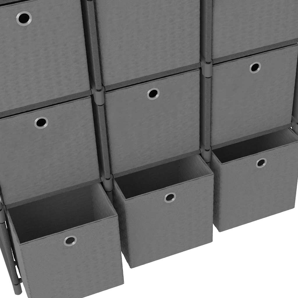 322613 vidaXL 9-Cube Display Shelf with Boxes Grey 103x30x107,5 cm Fabric