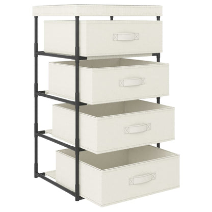 Storage Rack with 4 Fabric Baskets Steel Cream