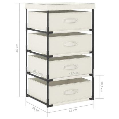 Storage Rack with 4 Fabric Baskets Steel Cream