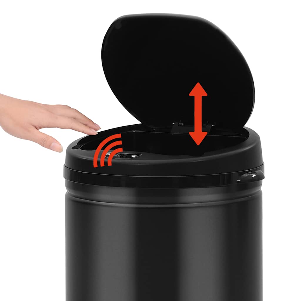 322700 vidaXL Automatic Sensor Dustbin 50 L Carbon Steel Black