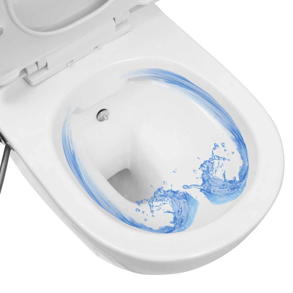 Wall Hung Rimless Toilet with Concealed Cistern Ceramic White