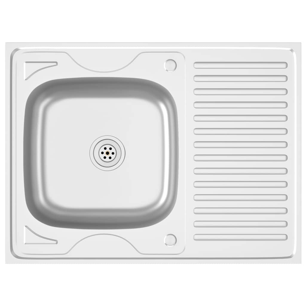 Kitchen Sink with Drainer Set Silver 800x600x155 mm Stainless Steel