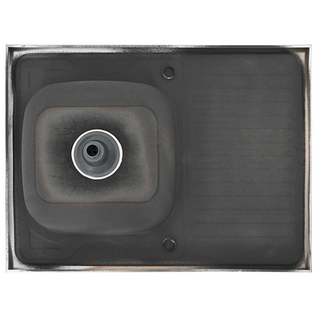 Kitchen Sink with Drainer Set Silver 800x600x155 mm Stainless Steel