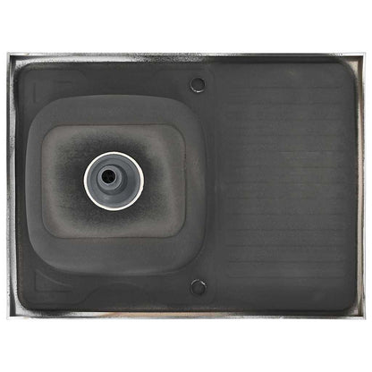 Kitchen Sink with Drainer Set Silver 800x600x155 mm Stainless Steel